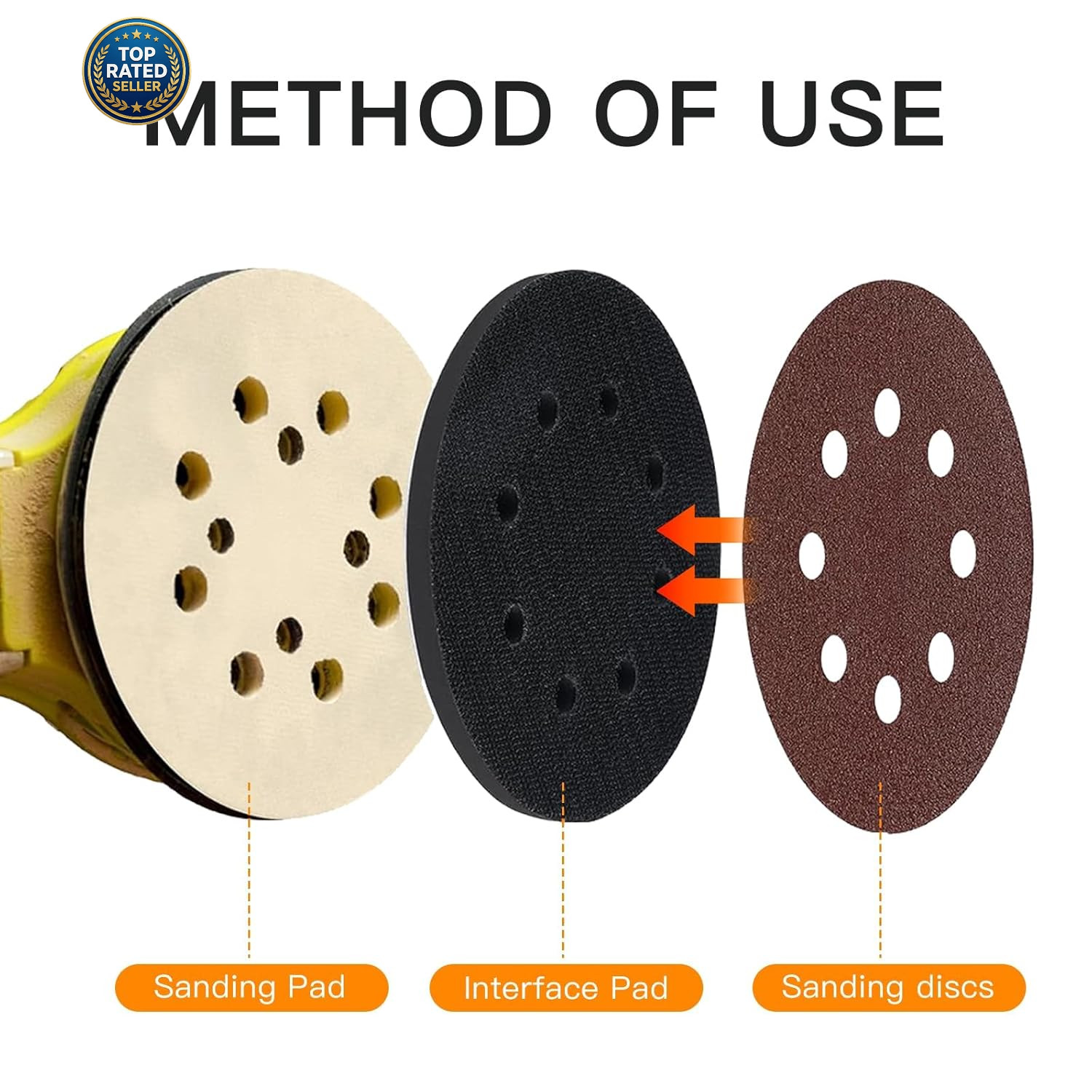 TPSUIPA 6 Pack 5 Inch 8 Hole Foam Sanding Pads, Soft Density Interface Pad, H…