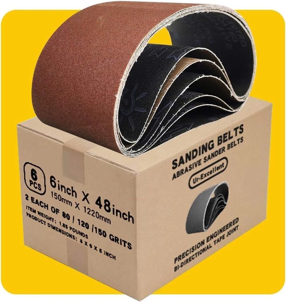 6 x 48 in 6×48 Sanding Belt Pack 6-Inch x 48-Inch,6 Pcs2 Each of 80 120 150 G…