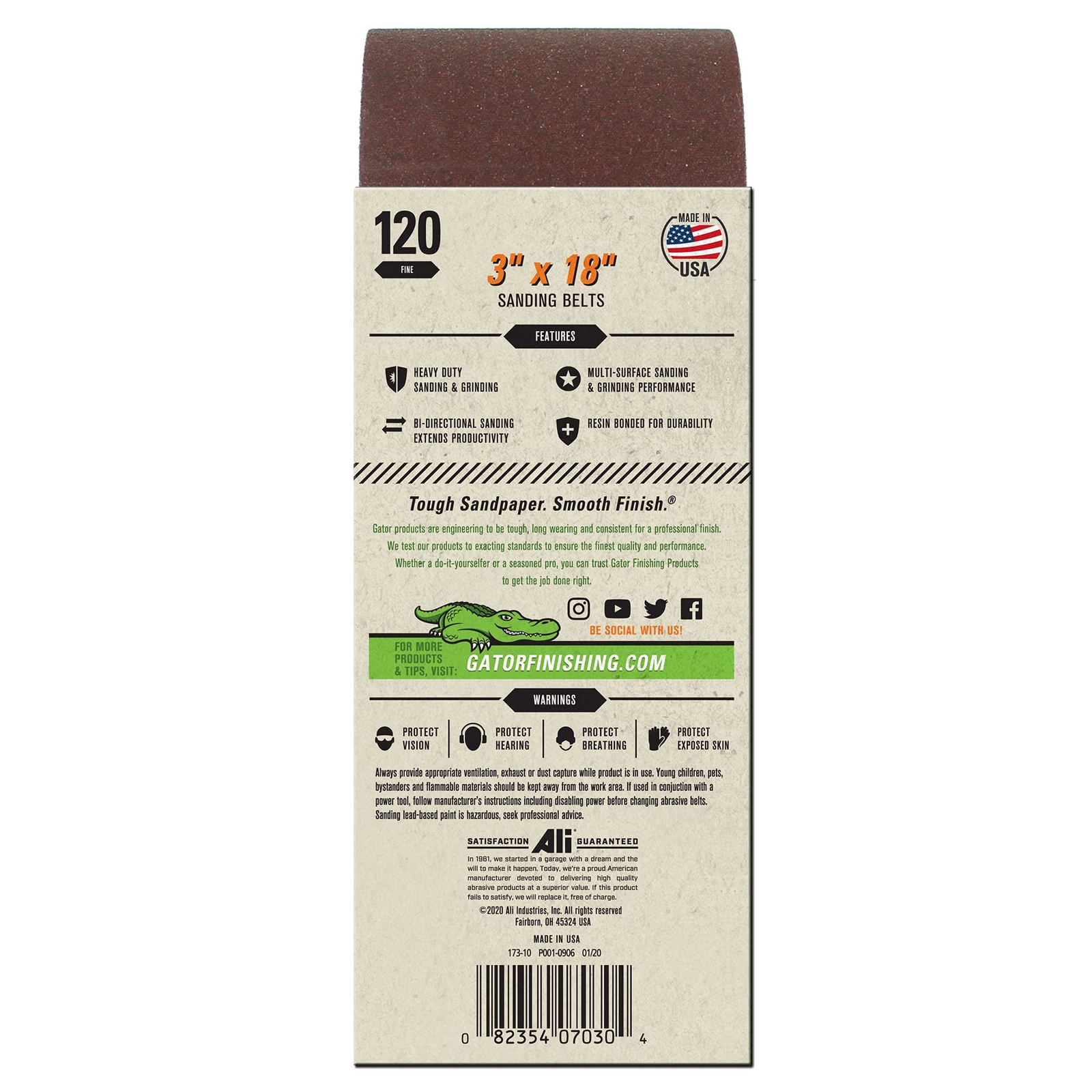 Gator 3″ x 18″ Red Resin Aluminum Oxide Sanding Belts 120 Grit 5 Pack