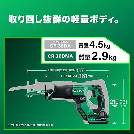 HiKOKI CR36DMA(NN) 36V Multi Volt Compact Reciprocating Saw Tool Only