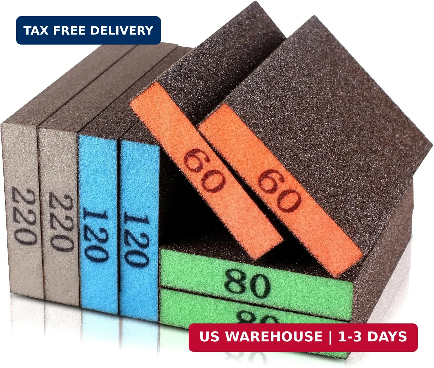 8 Pack Sanding Sponge, 60/80/120/220 Grit Premium Sandpaper Block | Washable and