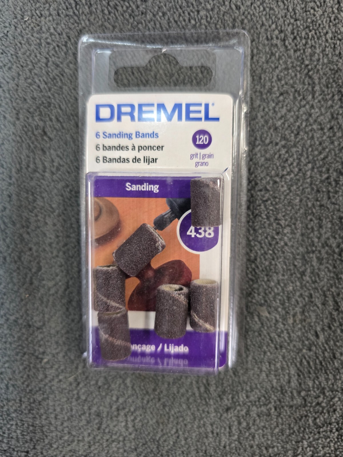 (5) Dremel 438 120-Grit Sanding Bands, 1/4-Inch, 6 Pack