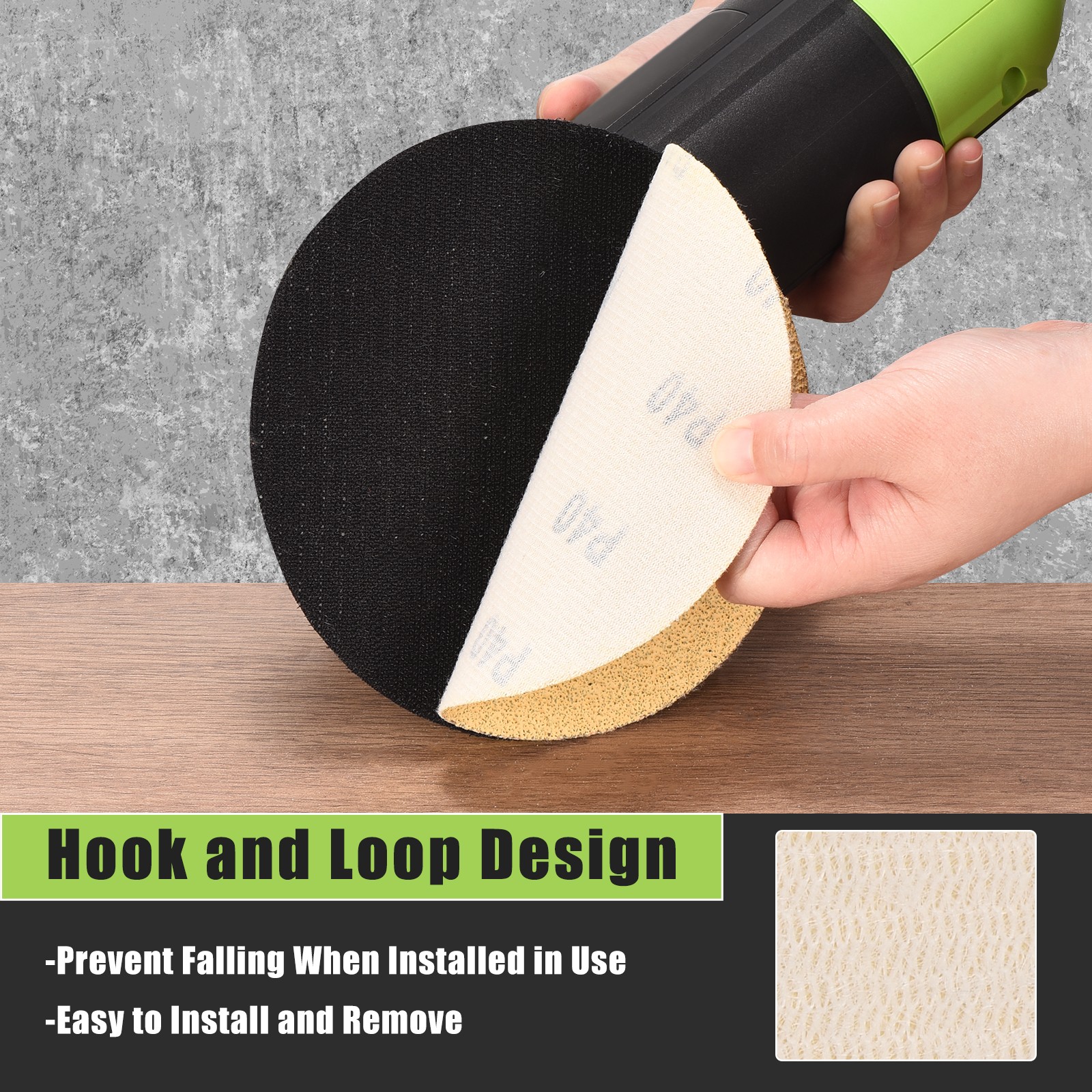 40 Pcs 5 Inch 60 Grit Hook and Loop Sanding Disc, Yellow