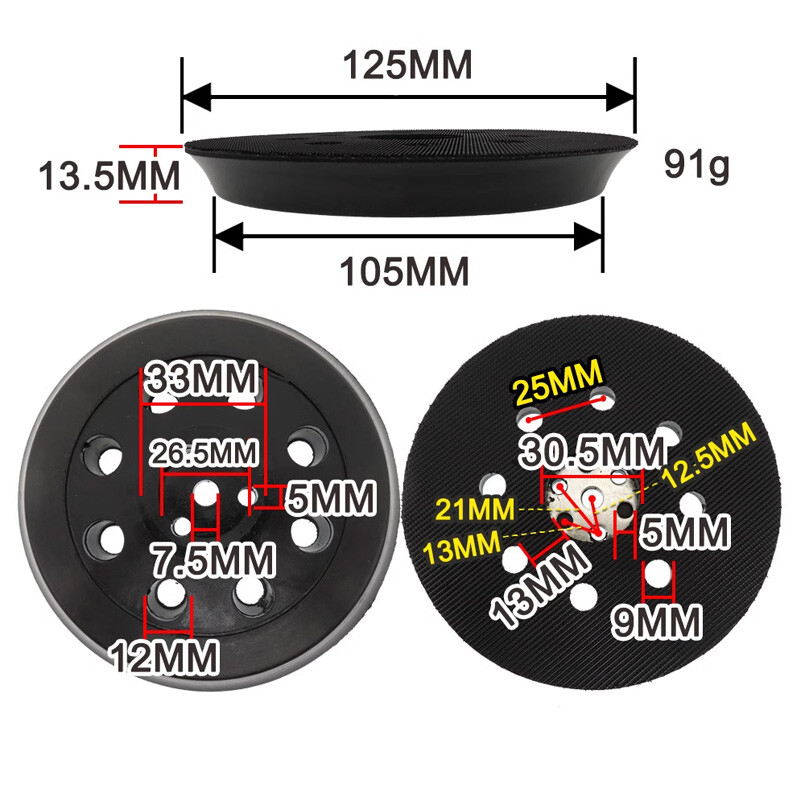 5″ 9 Hole Backing Pad Sanding Disc for Bosch RS032 & RS031 Sanding & Polishing