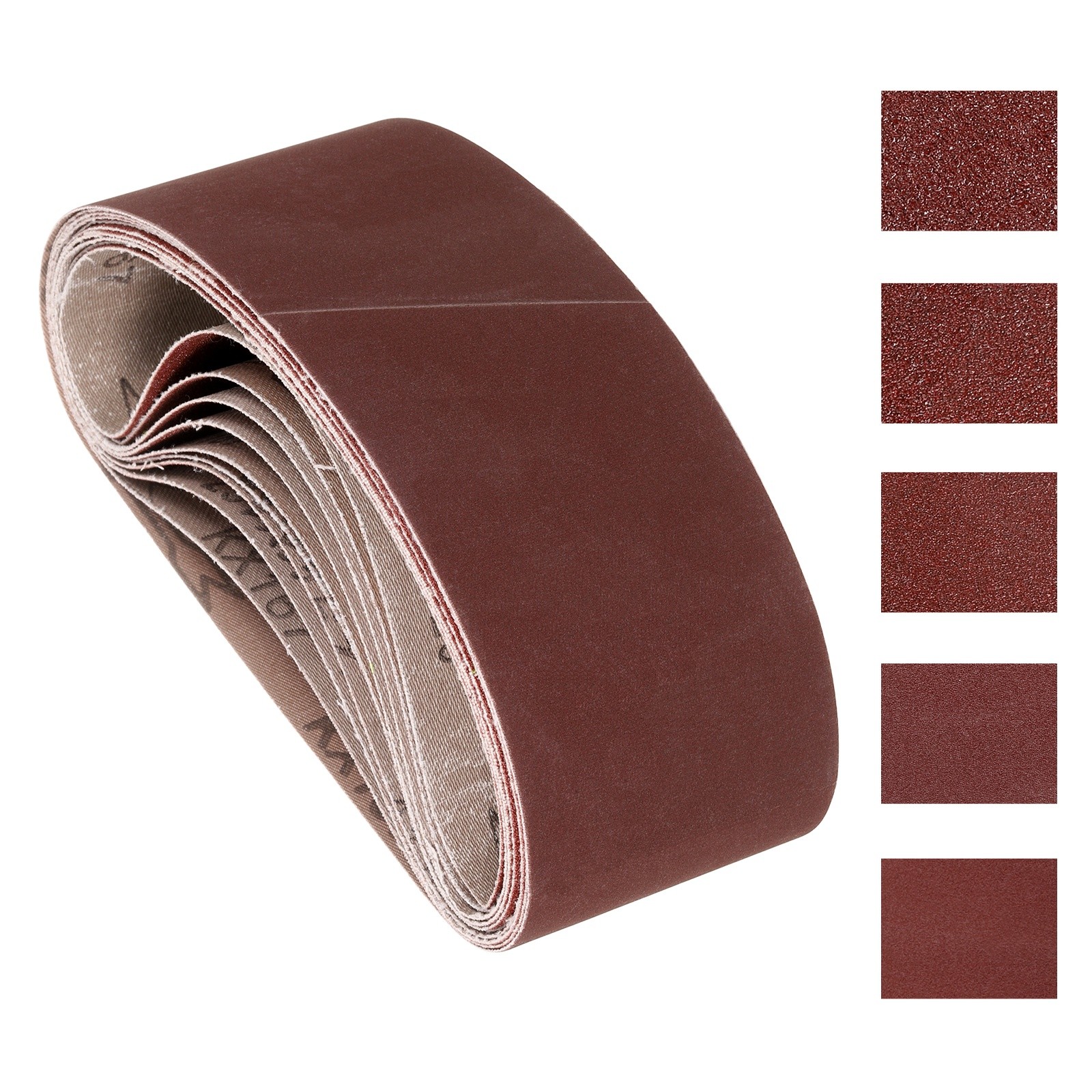 10Pcs Sanding Belts 3 x 21 Inch 40/60/100/180/320 Grit Aluminum Oxide Sandpaper