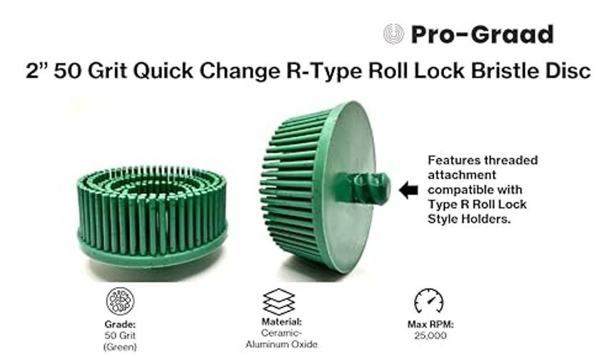 5 Pack 2″ 50 Grit Green R-Type Bristle Disc – Ceramic 5.0 2″ 50 Grit