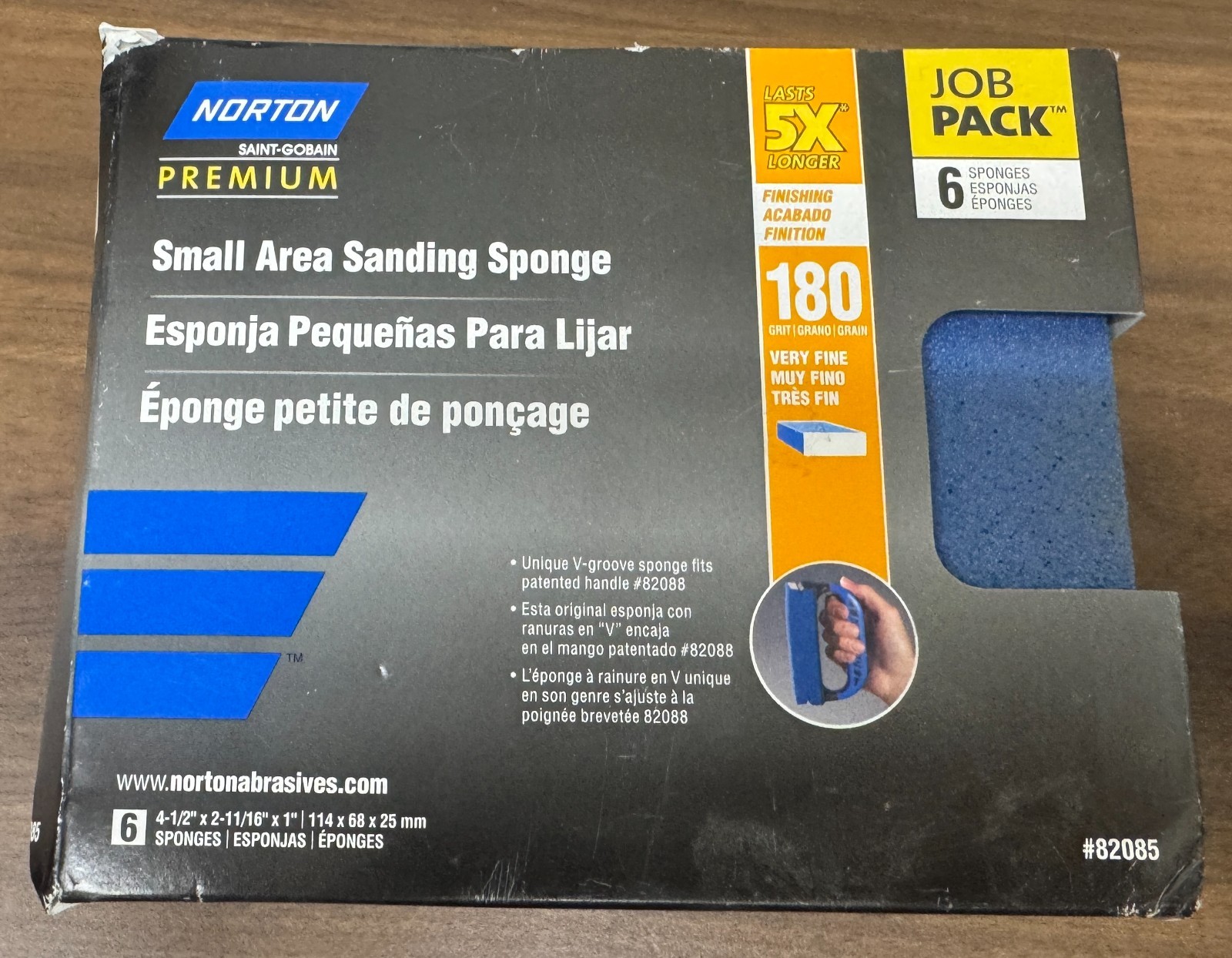 6 Norton Saint-Gobain Premium Sanding Sponge 180 Grit VERY FINE # 82085
