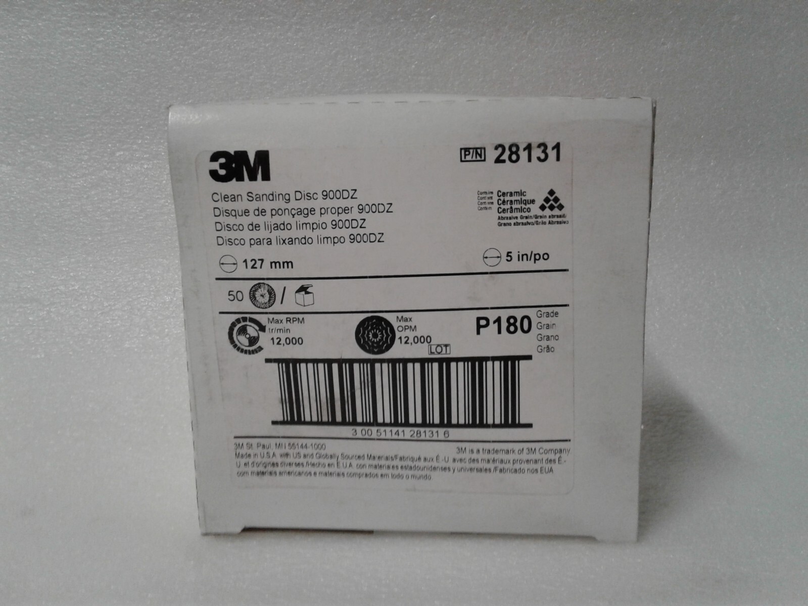 Box of 250 3M 28131 Hook and Loop Disc 900DZ 5 Inch P180 Very Fine – New in Box