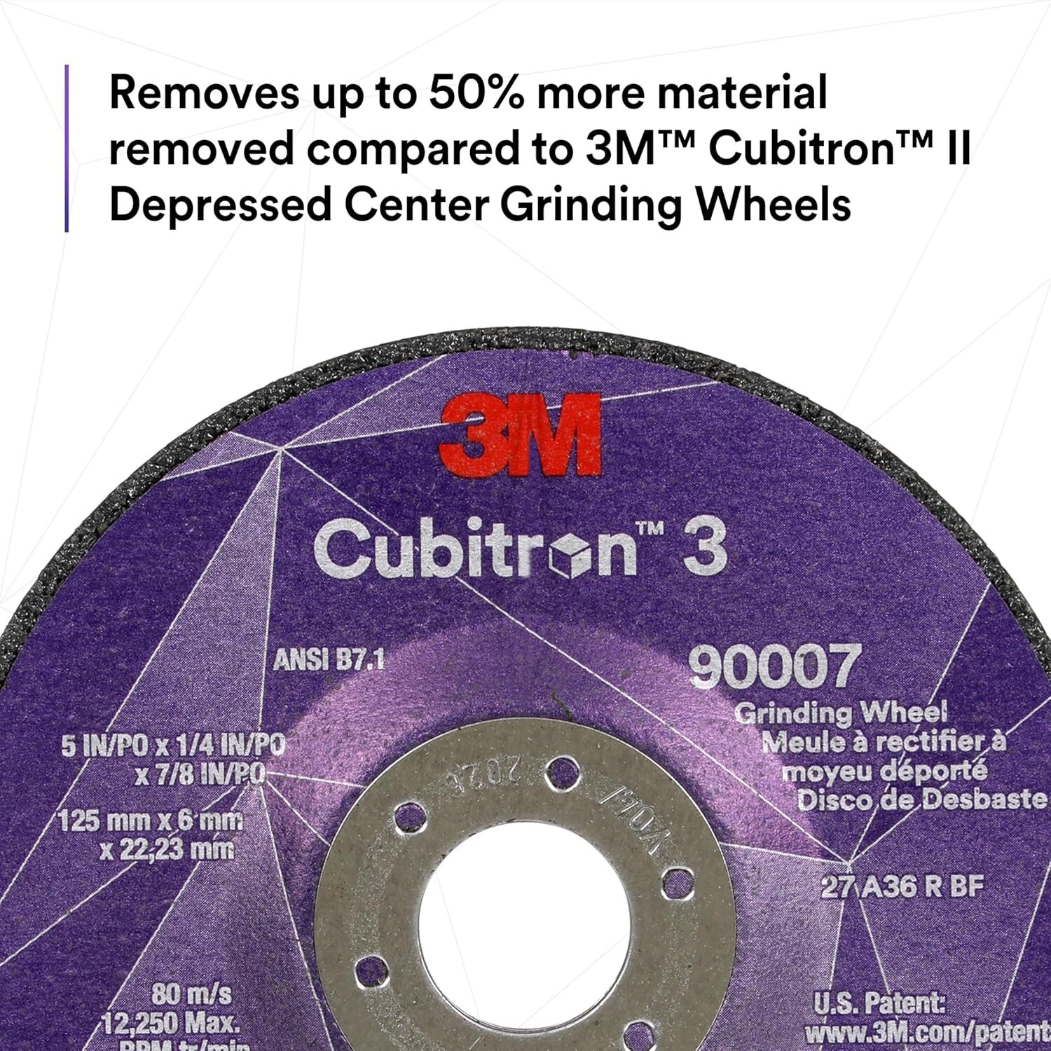 3M Cubitron 3 90009 Depressed Center Grinding Wheel 7″x1/4″x5/8-11, 36+ Grit
