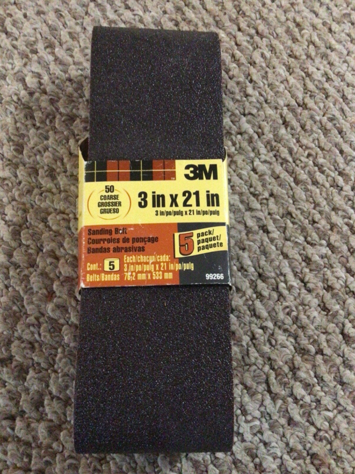 5 Pack of 3M 99266 3″ x 21″ 50 Grain Course Sanding Belts