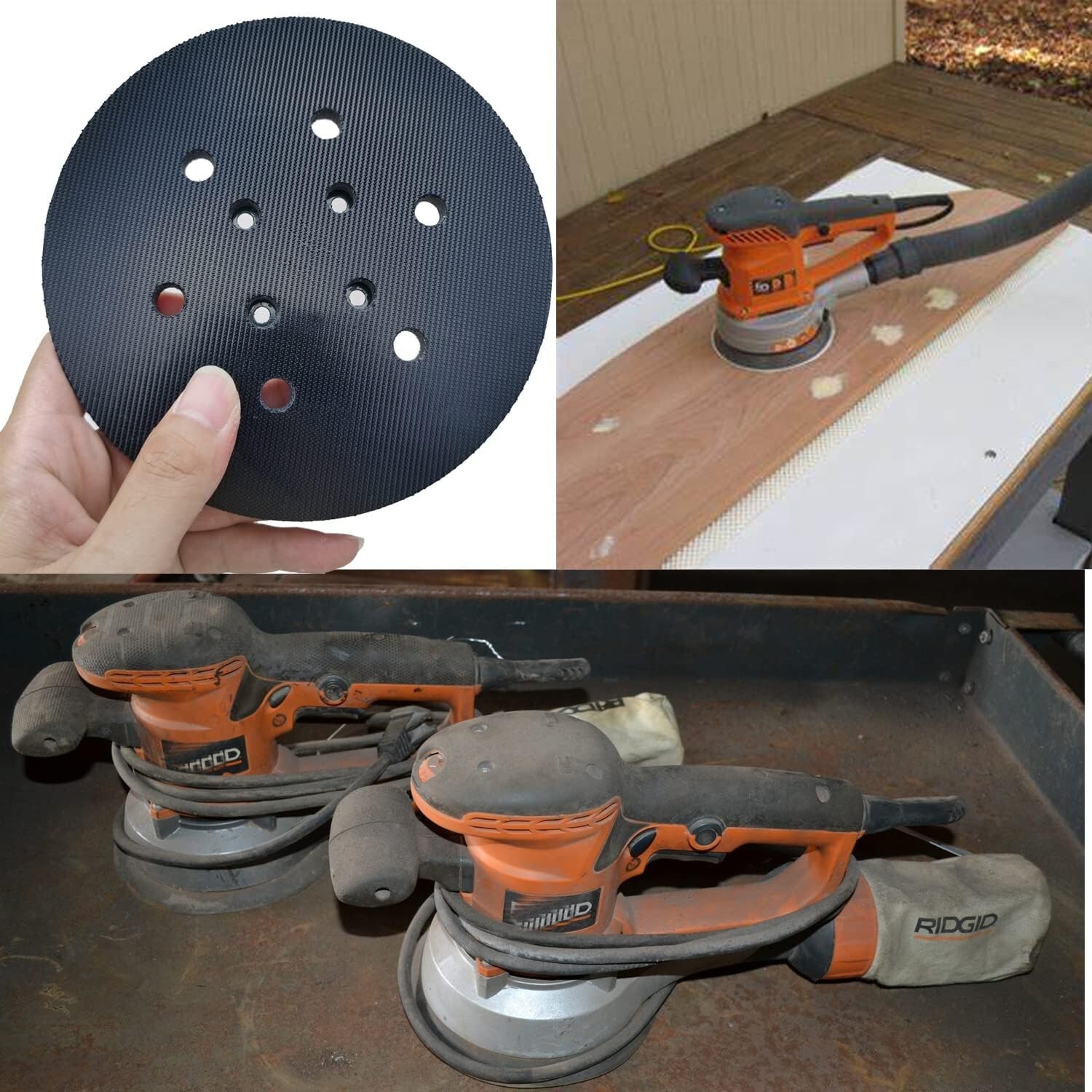 6 Inch 6 Hole Hook and Loop Replacement Sanding Pad for Ridgid R2611 Random