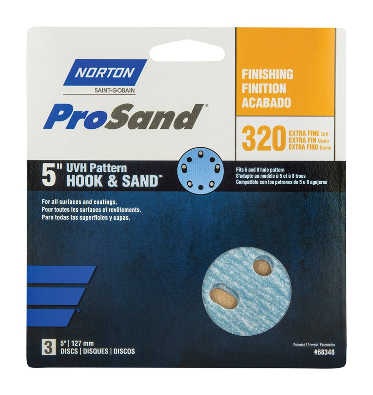 Norton 7660768348 320-Grit Ceramic X-Fine Hook & Loop Finishing Disc 5 in.