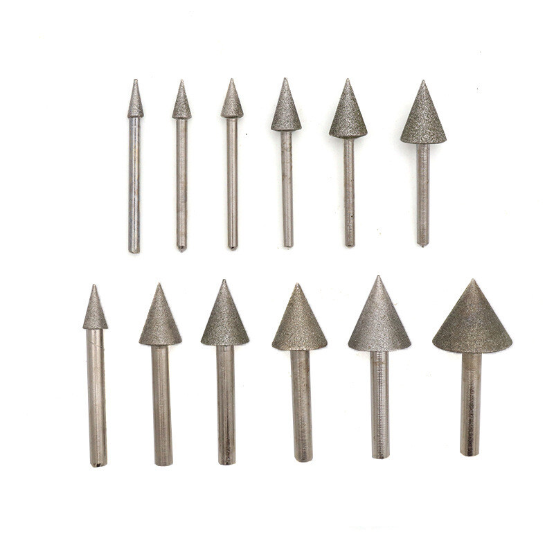 3/6mm Shank Umbrella-shaped Diamond Grinding Head Burr Drill Bit Carving Tools