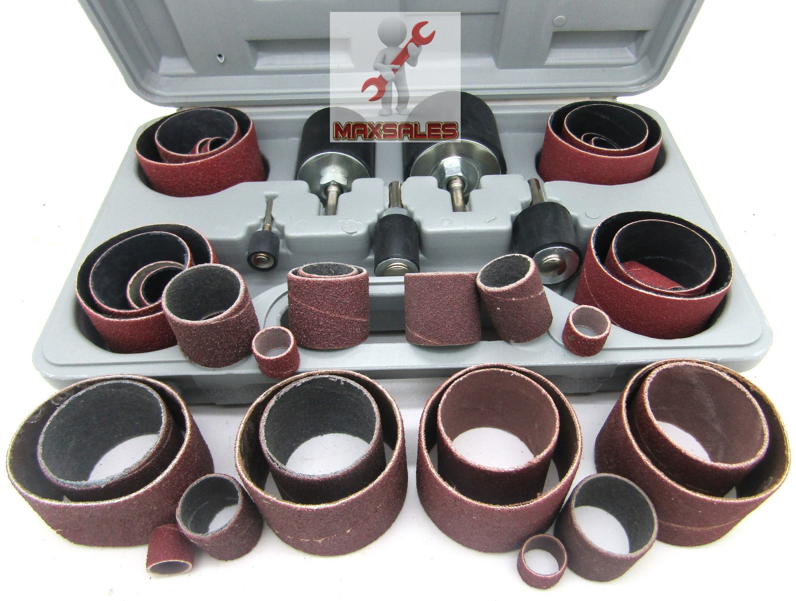 NEW 45pc Sanding Round Drum Set For WoodWorking Drill Press Sander Sleeves Tool