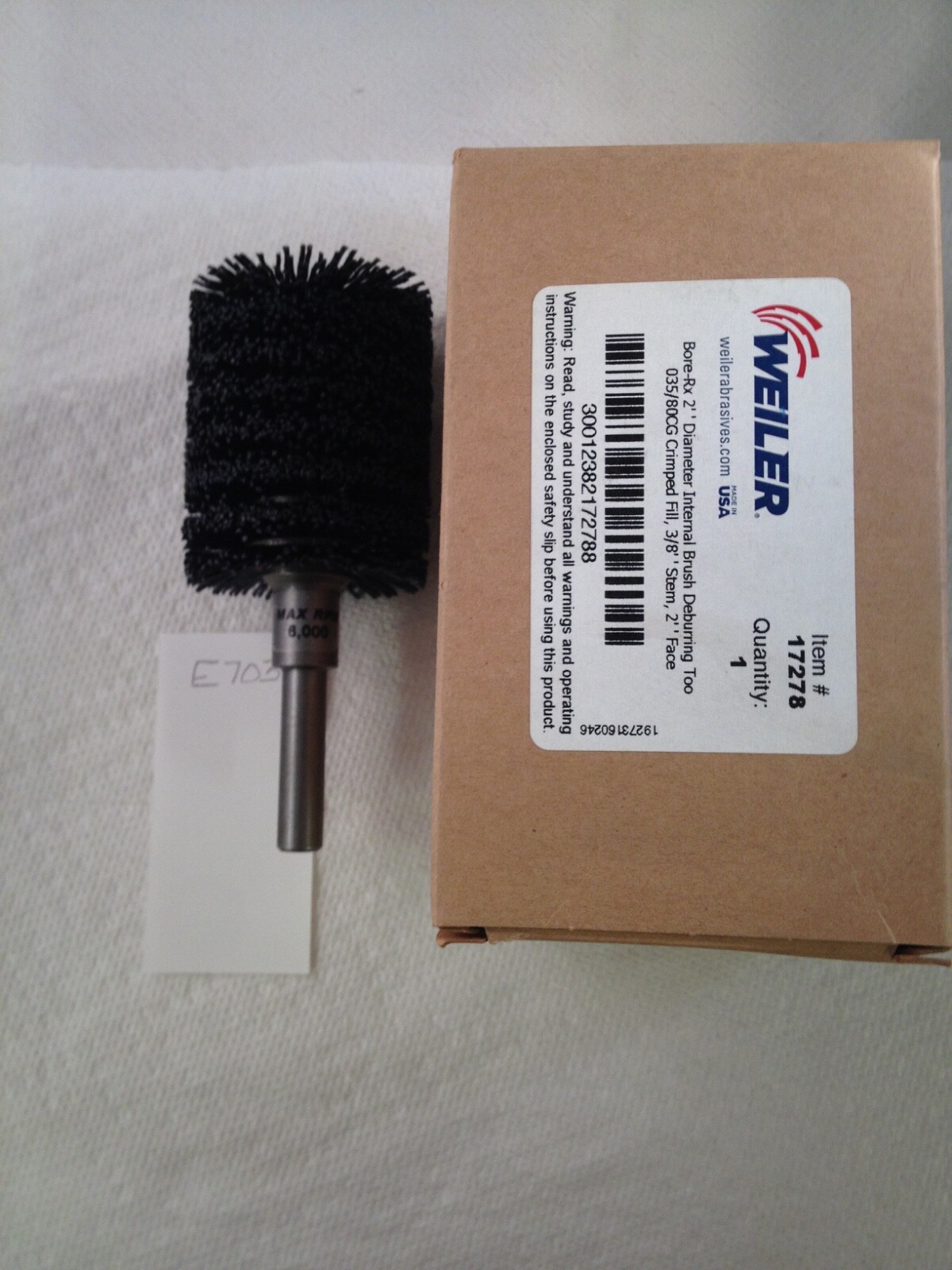 Weiler 17278 Bore-Rx 2″ Dia. Internal Brush Deburring Tool 035/80CG CRIMPED FILL