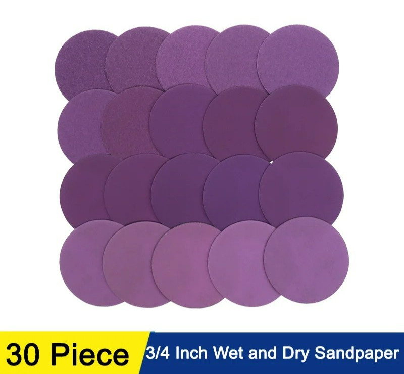 30PCS 3in Aluminum Oxide Sandpaper 320-10000 Grit Sanding Discs Paper Hook Loop