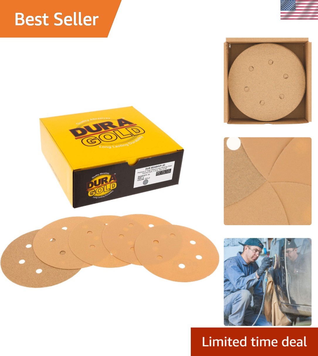 Sanding Discs 6 Inch Grits 80 120 220 320 400 Dustless Hook Loop Pack of 50