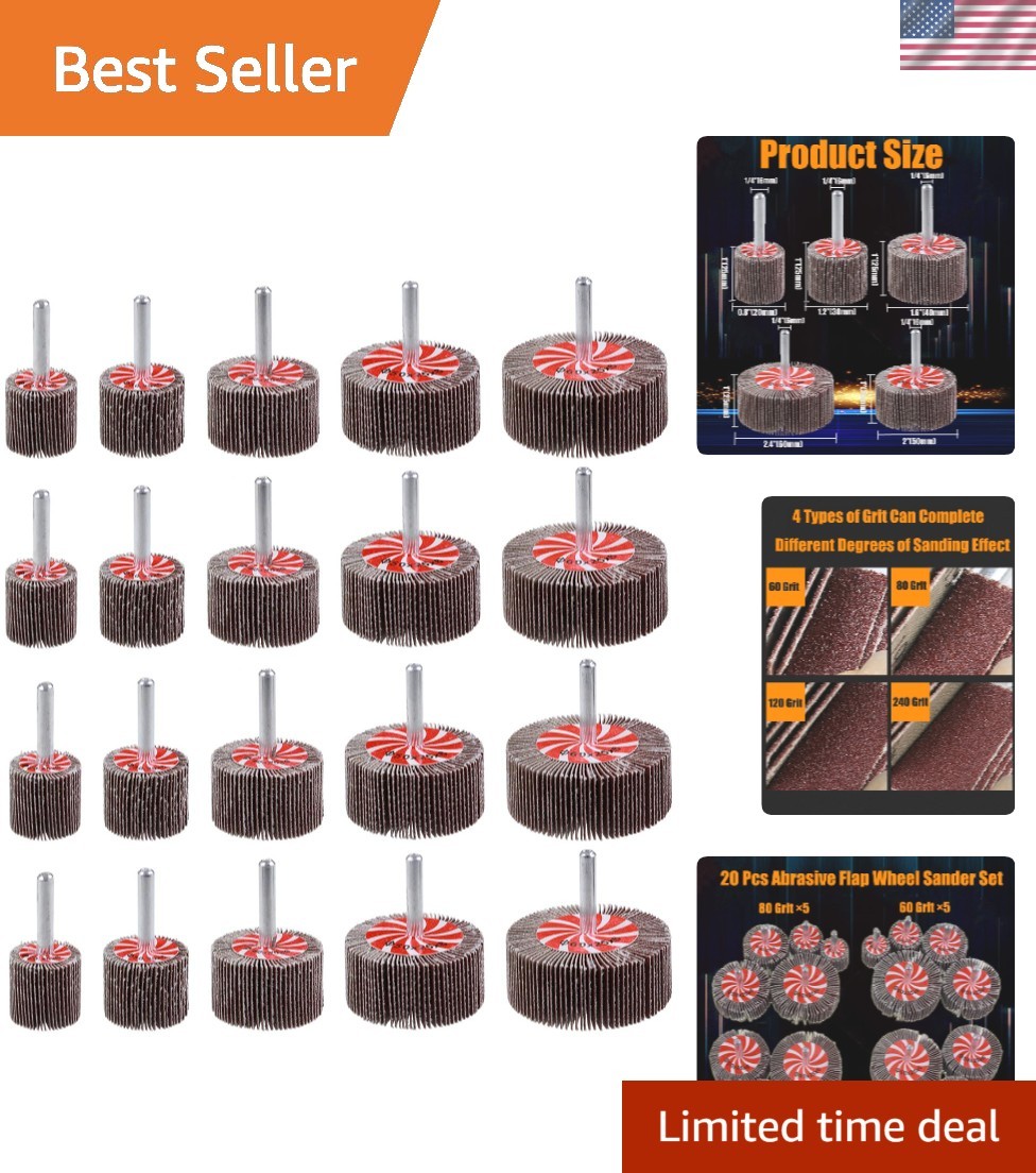 Versatile 20-Piece Abrasive Flap Wheel Set for Efficient Rust and Paint Removal