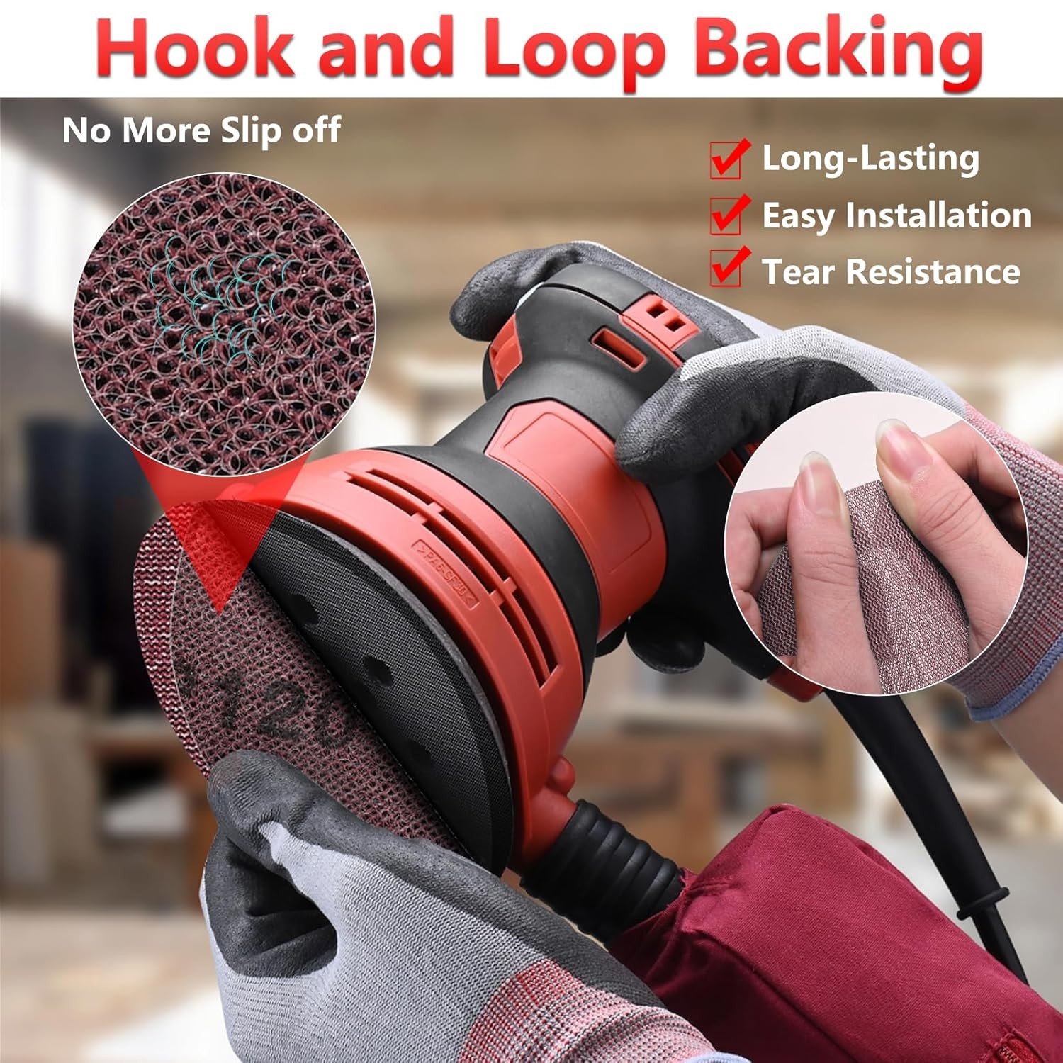 5 Inch 50 PCS Premium Mesh Sanding Discs 180 Grit, Dust Free Hook and Loop Round