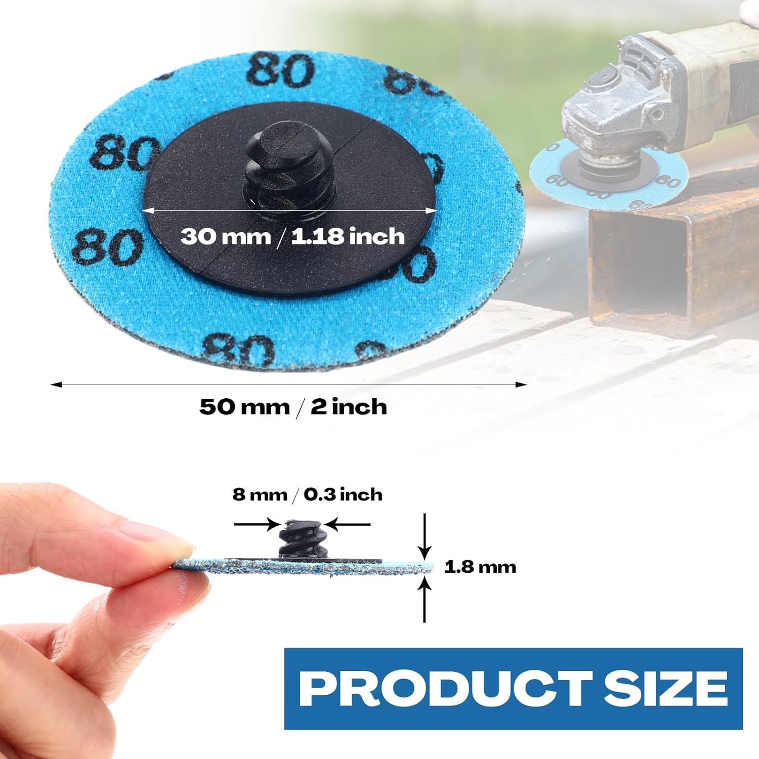 250 Pcs Mix Roll Lock Discs Set 36 60 80 120 240 Grit 2 Inch Blue