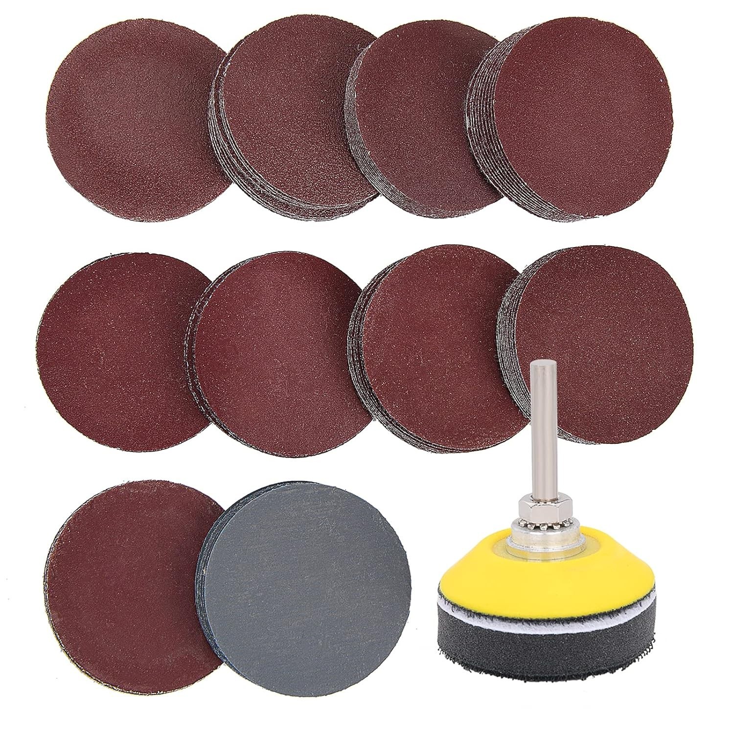 100 Pieces 2 Inch Sanding Discs, 80-3000 Grit Sandpaper with 1/4″ Shank Backi…