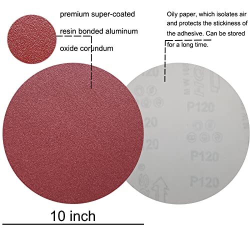 Sackorange 18 PCS 10″ PSA Sanding Discs Set – 80, 100, 120, 180, 240 400 Grit