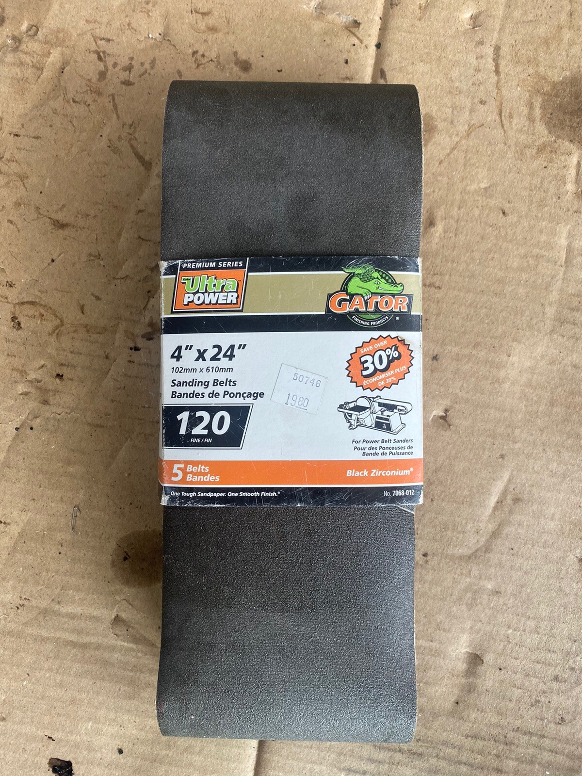 Gator Finishing Products Ultra Power 4″ by 24″ Pkg of 5 Sanding Belts 120 Fine