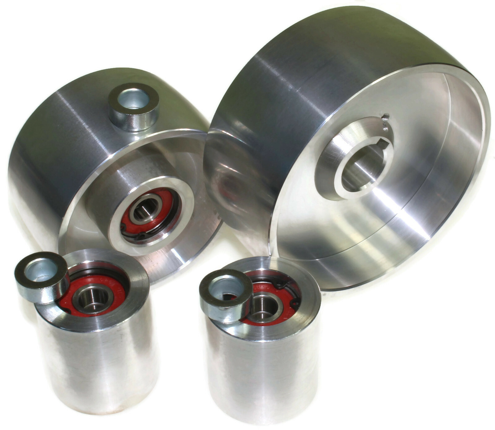 2×72″ Belt Grinder Wheels-130 mm Drive -24 mm Shaft, 100 mm Tracking 50 mm Idler