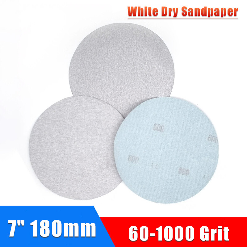 7″ 180mm White Dry Sandpaper Abrasive Sanding Disc Polishing Pad 60-1000 Grit