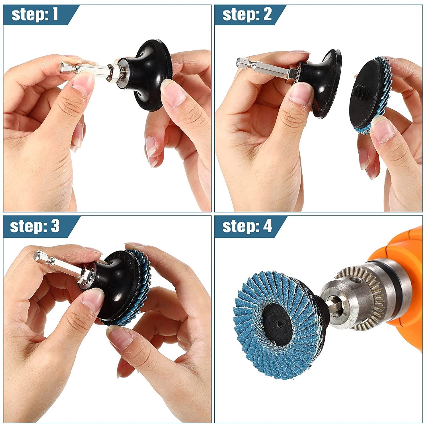 11PCS 2” 60 Grit Flap Disc Quick Change Sanding Discs with 1/4″ Shank Pad Holder