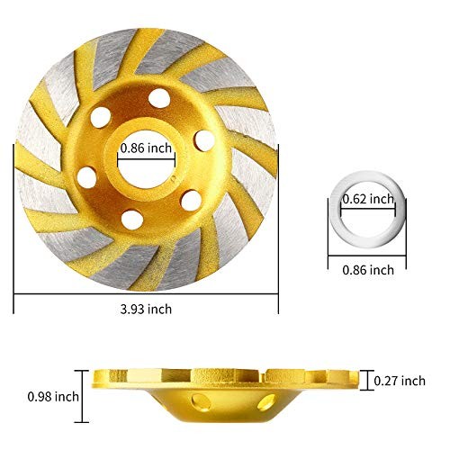 4 Inch Concrete Stone Ceramic Turbo Diamond Grinding Cup Wheel,12 Segs 2 Pieces