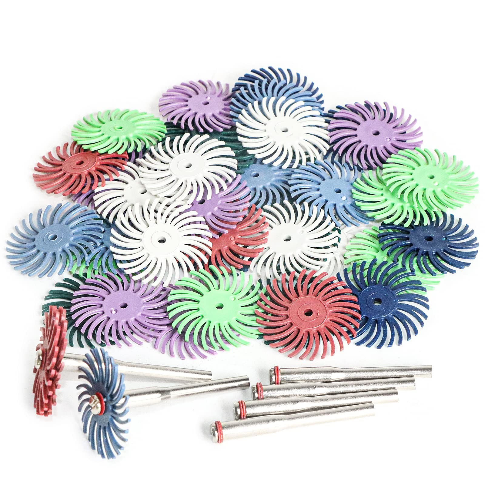 42 Pcs 1 Inch Radial Bristle Disc Kit with 3mm Shank 80-2500 Grit for Wood Metal