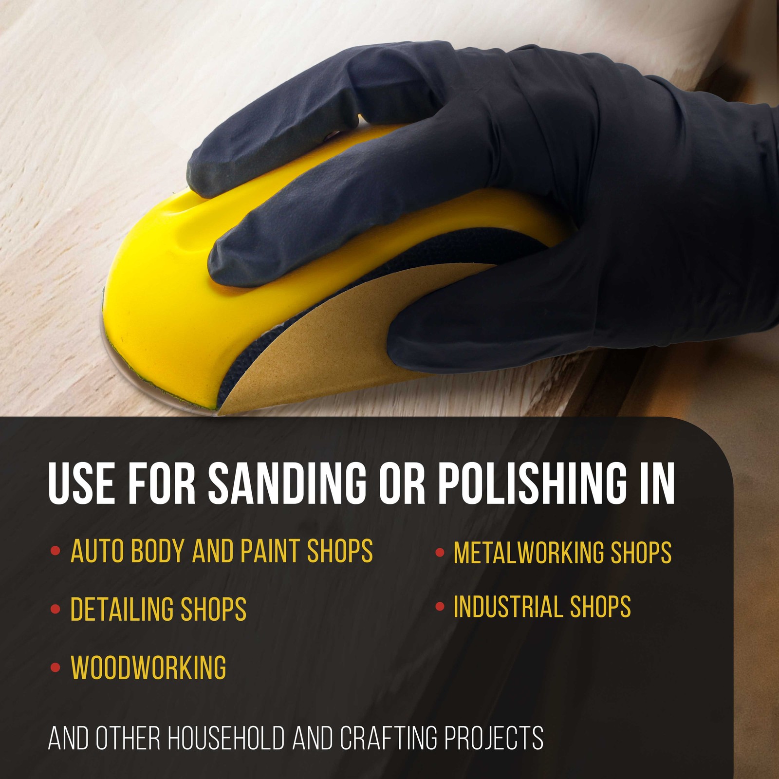2ea 6″ Mouse-Shaped Hand Sanding Block Pads for Hook & Loop and PSA 6″ DA Discs