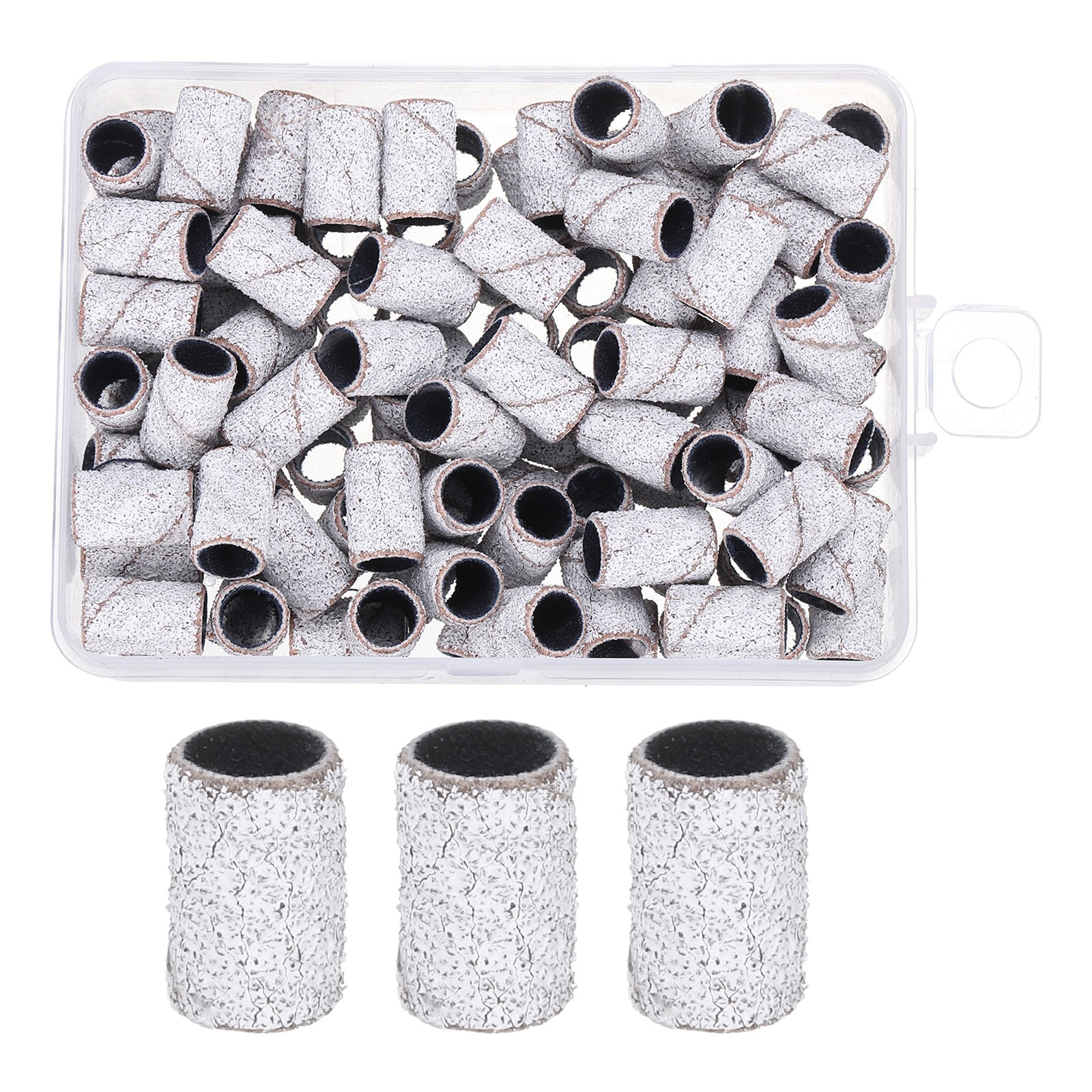 100pcs Small Sanding Bands 150 Grit for Nail Drill Bits White