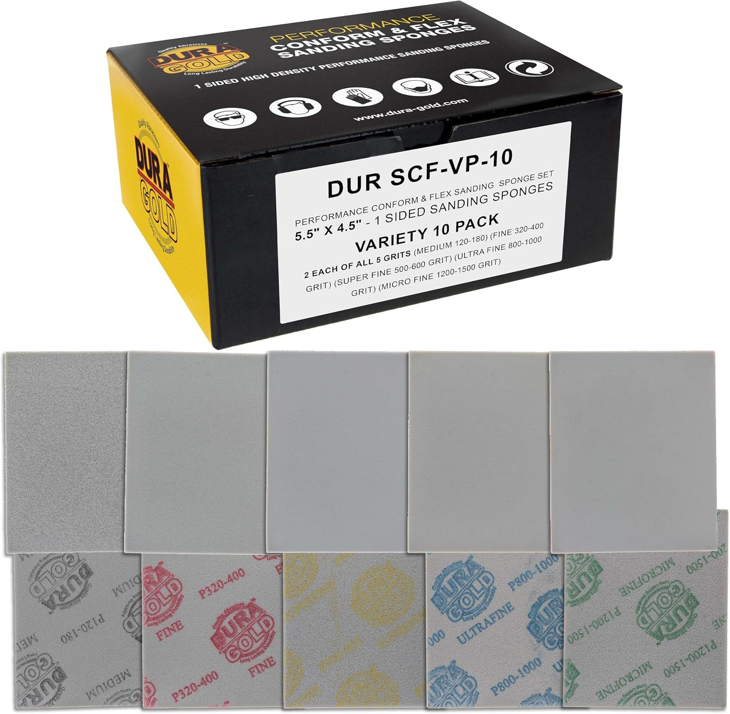 Double-Sided Sanding Sponge Grit Variety Pack, Box of 20, Grits 180, 240, 320, 4