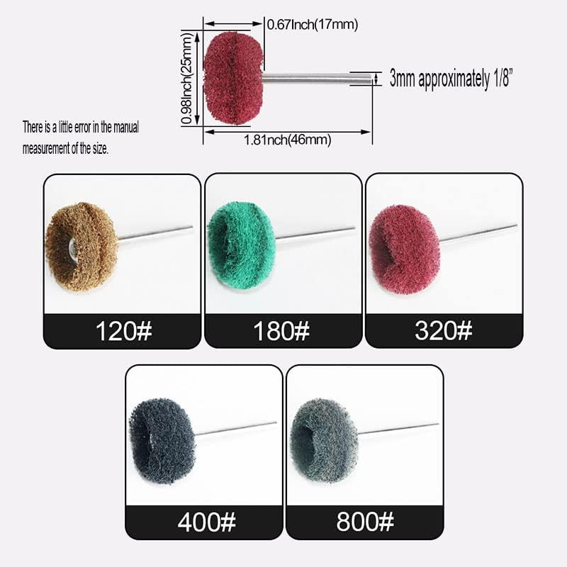 50PCS Abrasive Buffing Polishing Wheel Set for Rotary Tools Rust Removal 3mm