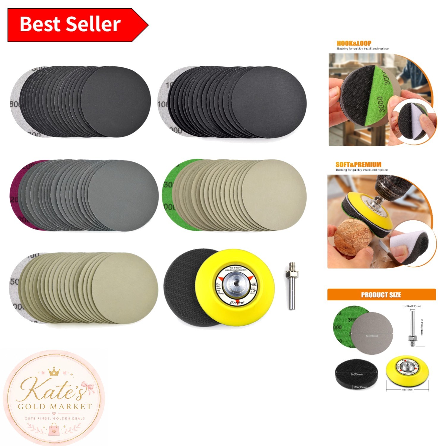 Versatile 100PC Sanding Disc Set: 3 Inch Silicon Carbide for All Polishing Needs