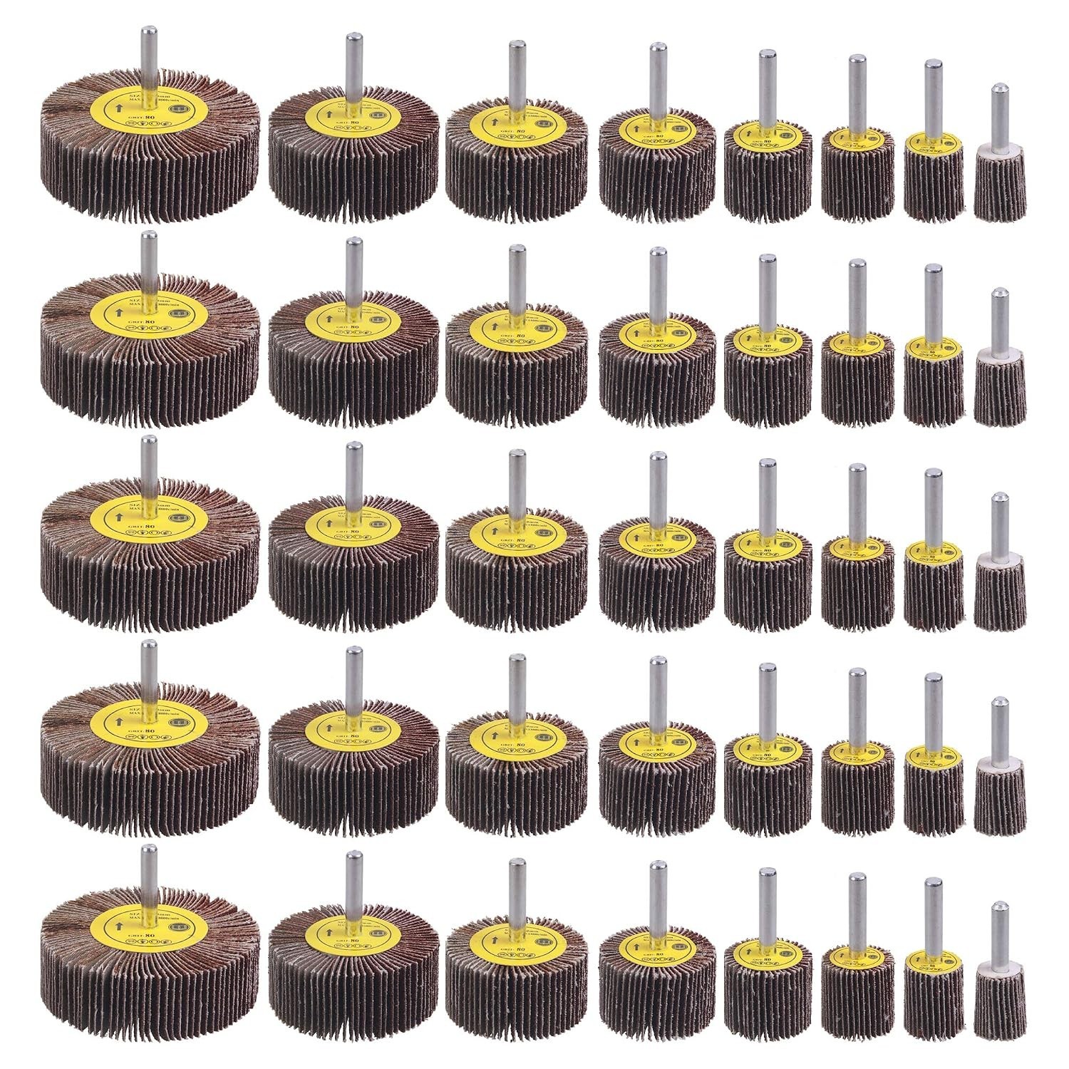 Versatile 40 Piece Abrasive Flap Wheel Set for Die Grinders | 80 Grit Efficiency