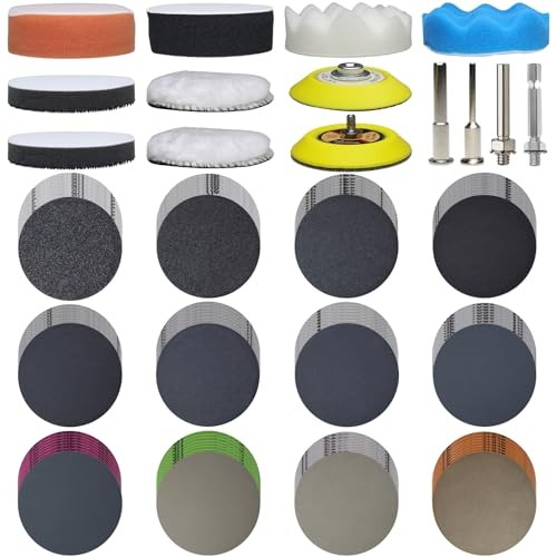 3 Inch 134 PCS Sanding Disc Drill Polishing Kit – Hook & Loop Wet/Dry
