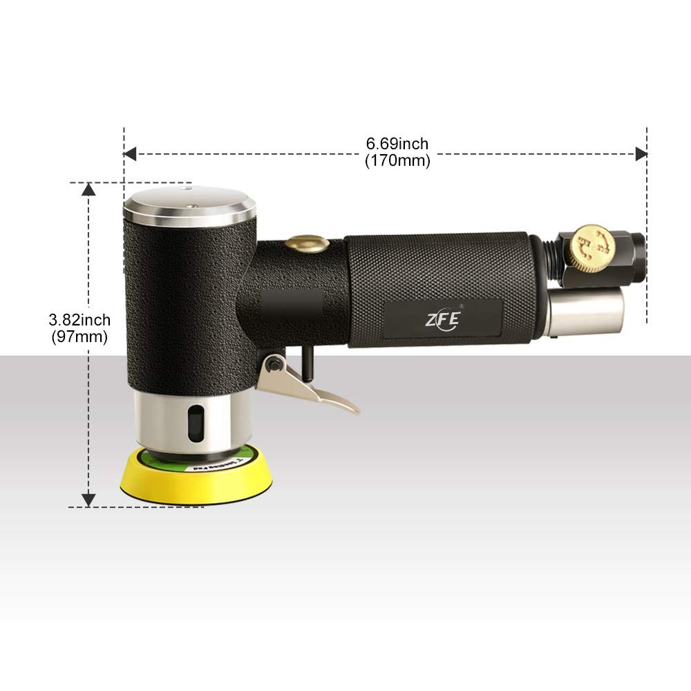 ZFE 1/2/3 Inch Random Orbital Air Sander, 1 / 2 / 3 Inch, Black