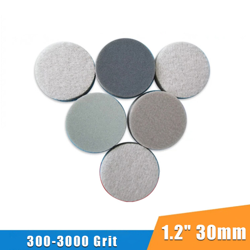 1.2″ 30mm Sponge Green Sandpaper Wet Dry Sanding Discs Foam Block 300-3000 Grit