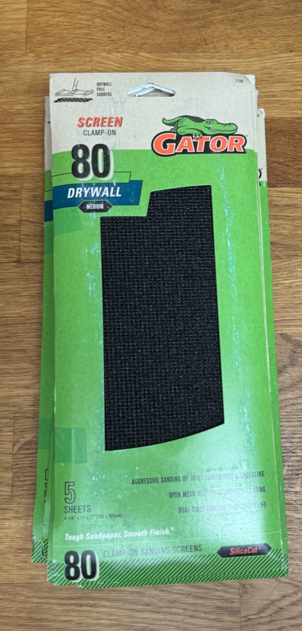 Gator 7120 Precut Drywall Sanding Screen Coarse 80 -Grit Sheet Sandpaper 5 -Pack