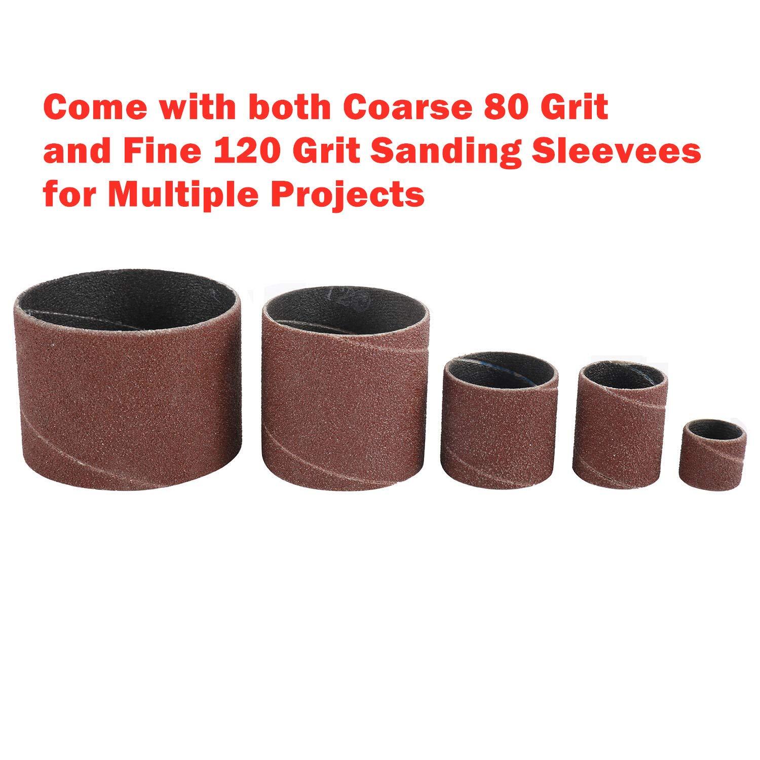 25PC 1/2″-2″ Spindle Sanding Drum Kit Sleeves Set for Drill Press Sander Paper
