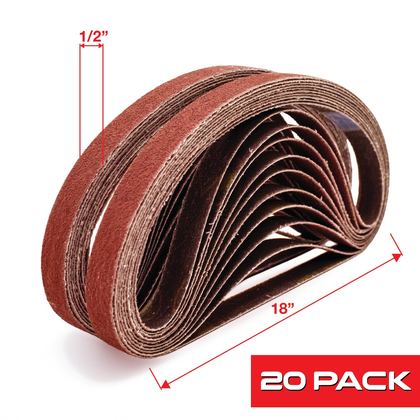 Purple File Sanding Belt Abrasive 1/2 in x 18 IN- Pack of 20 – GRIT 80