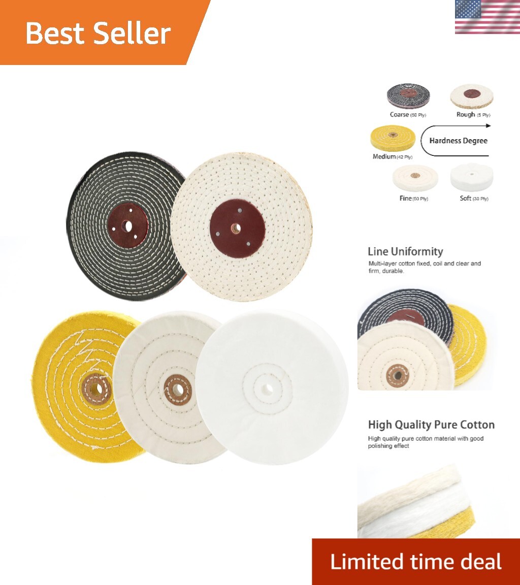 6″ 5-Piece Buffing Polishing Wheels Set for Bench Grinder – Soft to Rough