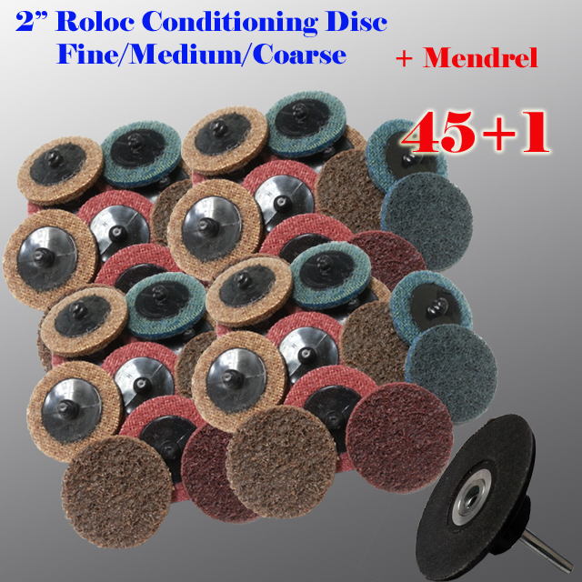 45+1 2″ Roloc Surface Conditioning Sanding Disc Free Mandrel Fine M Coarse Disk