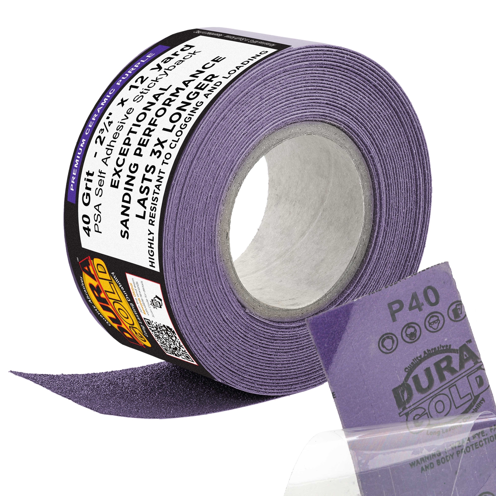 40 Grit Purple Ceramic 2.75″ x 12 Yard Roll Self Adhesive Longboard Sandpaper