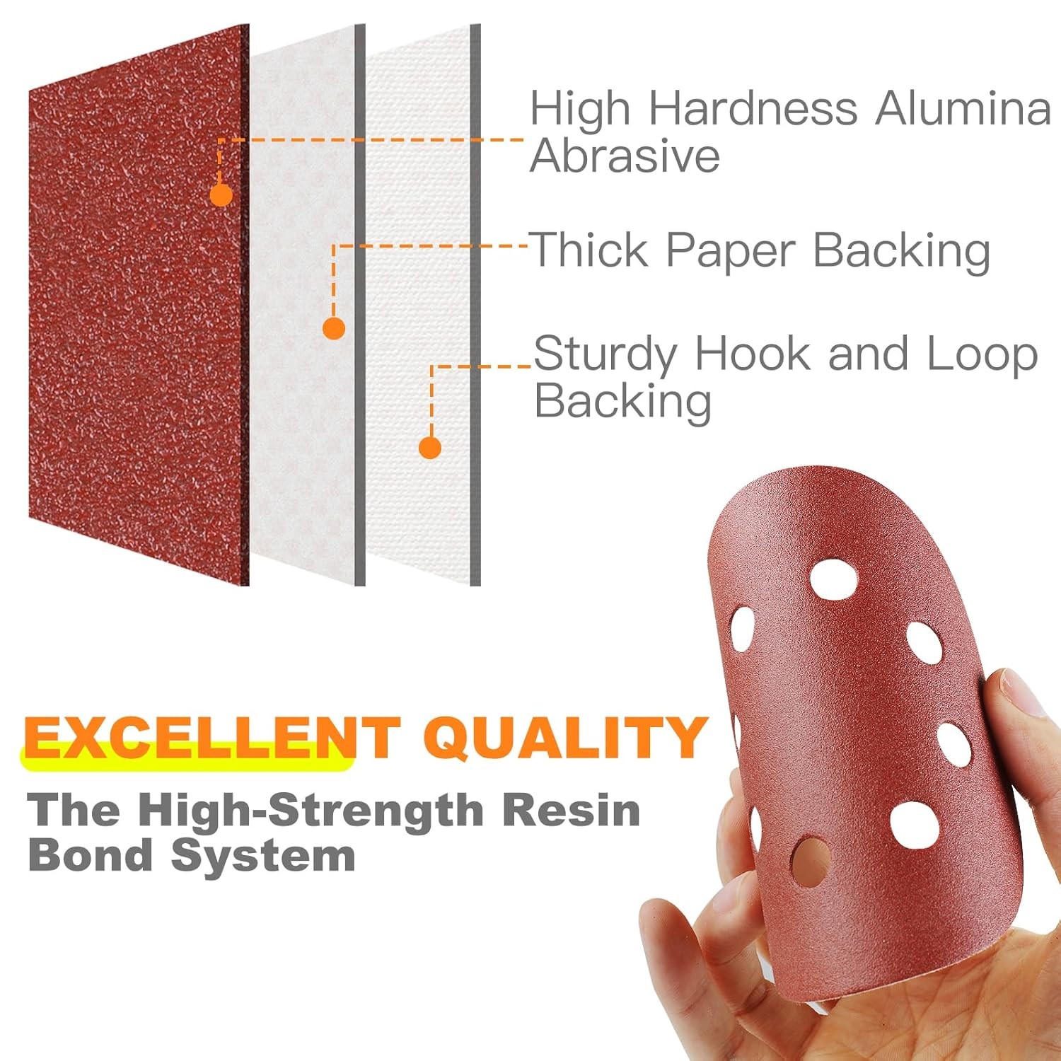 150 PCS 5 Inch Sanding Discs, Premium Orbital Sander Pads 5 x 5 inches, Red