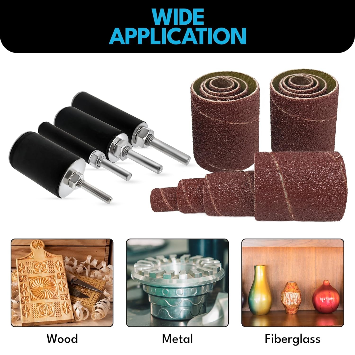16pk Sanding Drum and Sleeves Set, Spindle Sander Attachment for Drill and