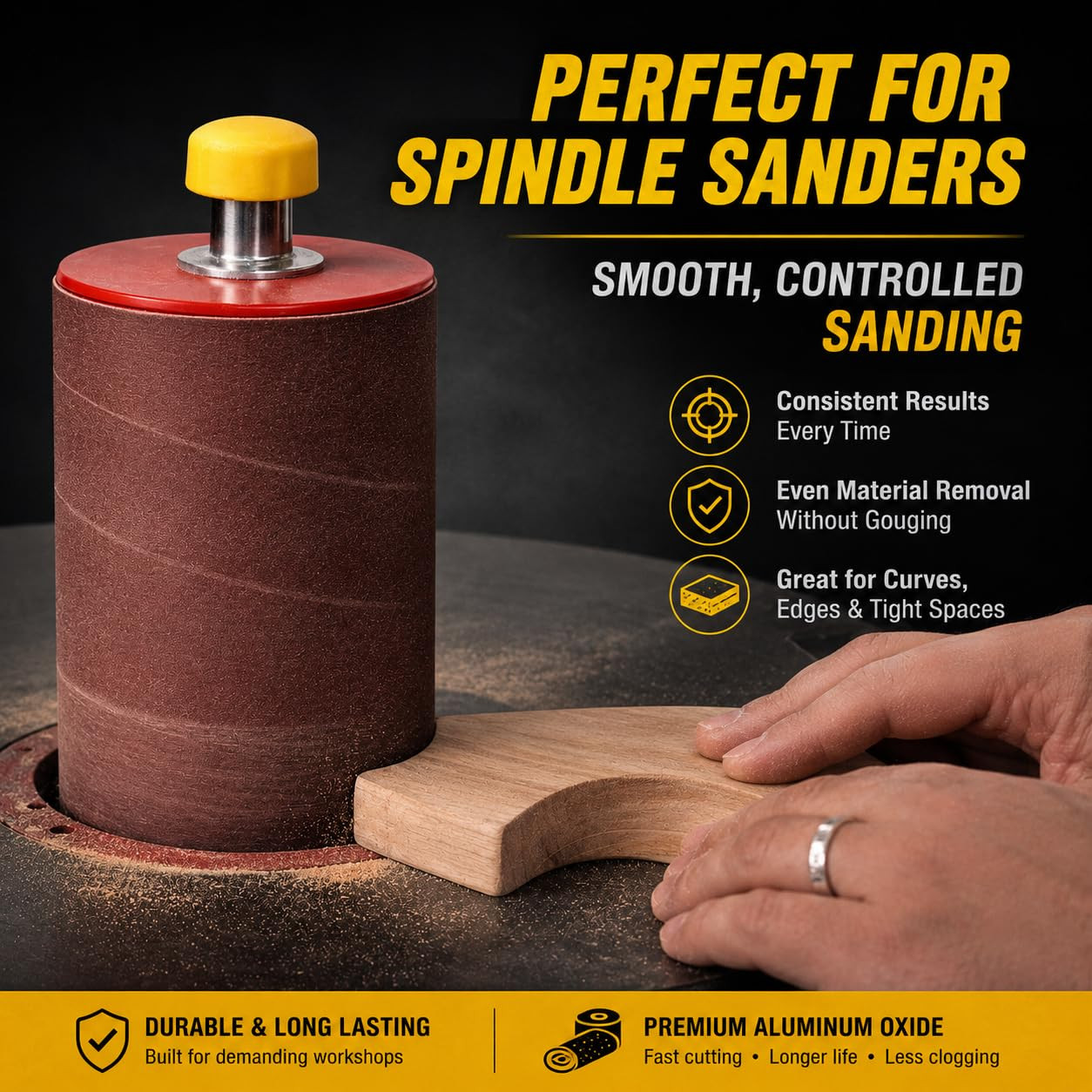 6 Pack Sanding Sleeves 3 x 4-1/2 Inch 60 Grit Aluminum Oxide for Spindle Sander